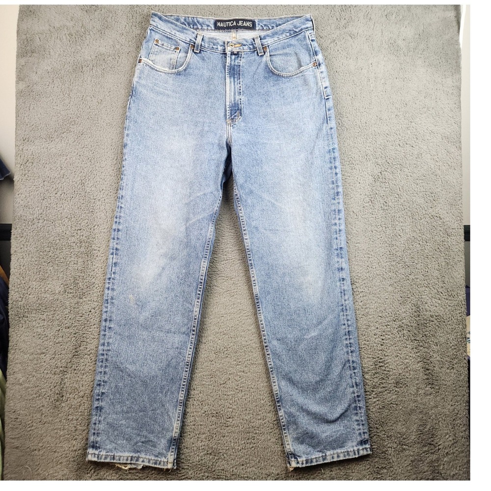 Vintage Nautica Jeans Distressed Baggy Loose Straight Leg Denim Jeans Mens 36x34